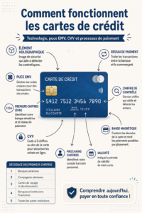 Illustration de cartes de crédit avec des éléments de protection comme l'EMV chip