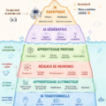 Illustration des différentes couches de l'intelligence artificielle avec des explications simples.