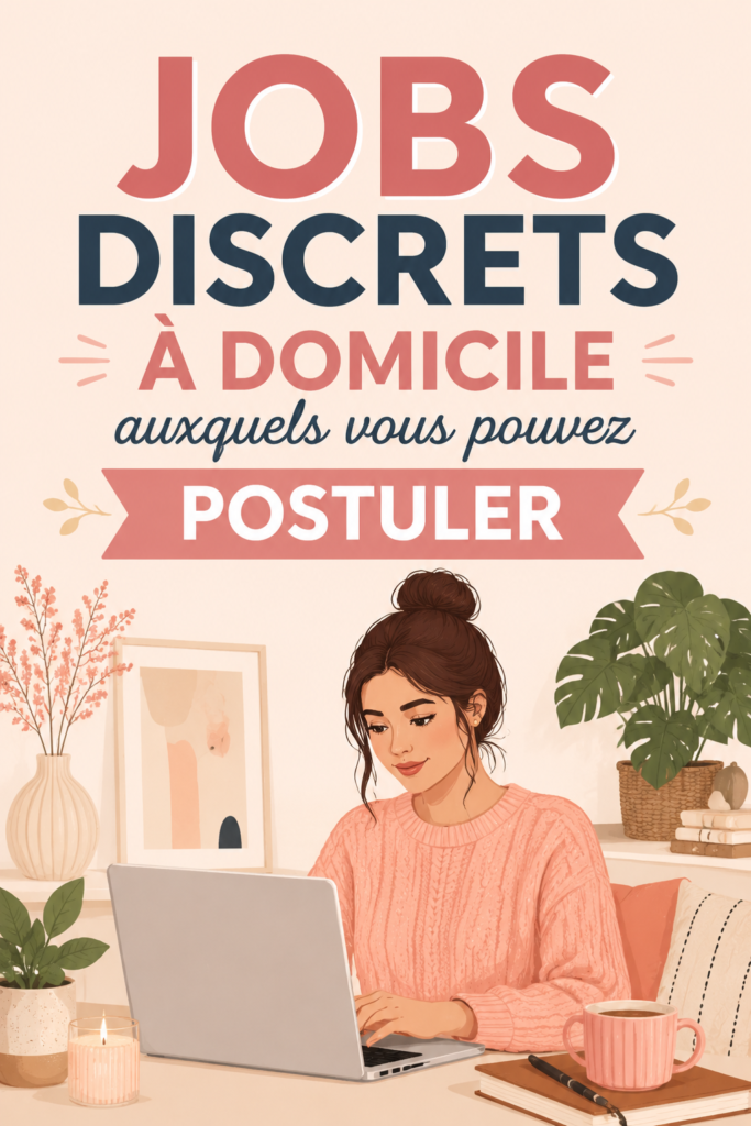 Femme travaillant tranquillement sur son ordinateur à domicile, entourée d'une ambiance apaisante.
