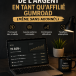 Femme souriante examinant son ordinateur portable avec des graphiques sur les revenus Gumroad