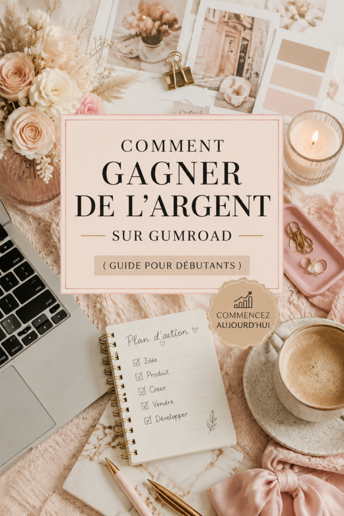 Capture d'écran de l'interface de Gumroad montrant des produits à vendre.