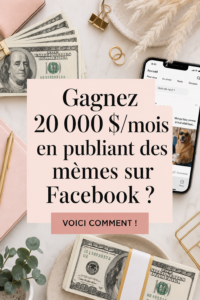 Une femme souriante créant des memes sur son ordinateur, symbole de créativité et de revenus supplémentaires.