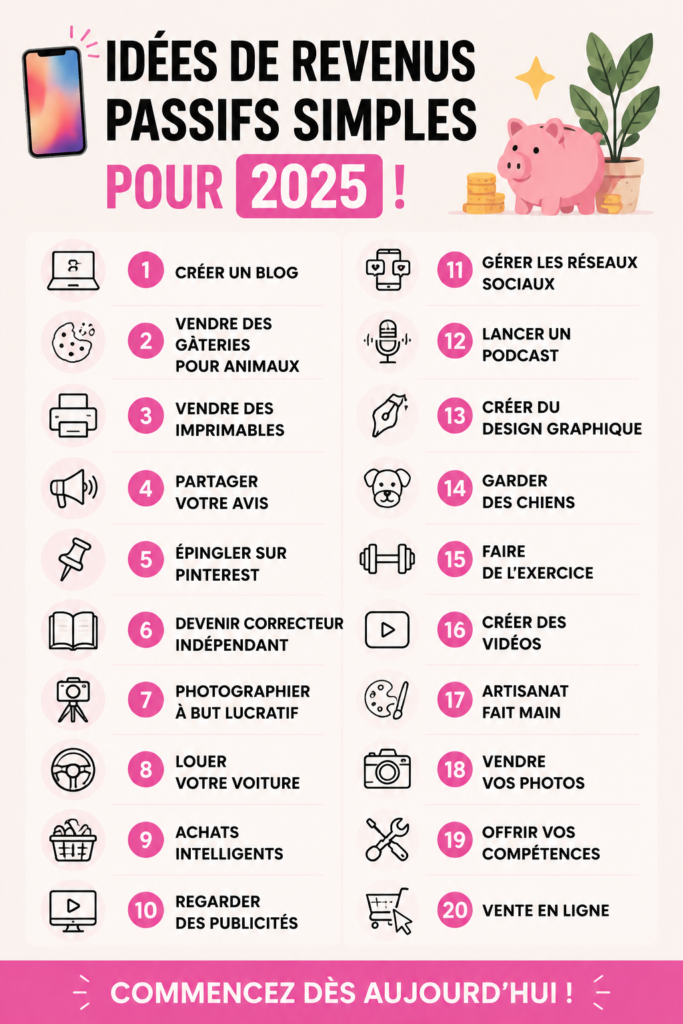 Image illustrant des idées de revenus passifs pour 2025.