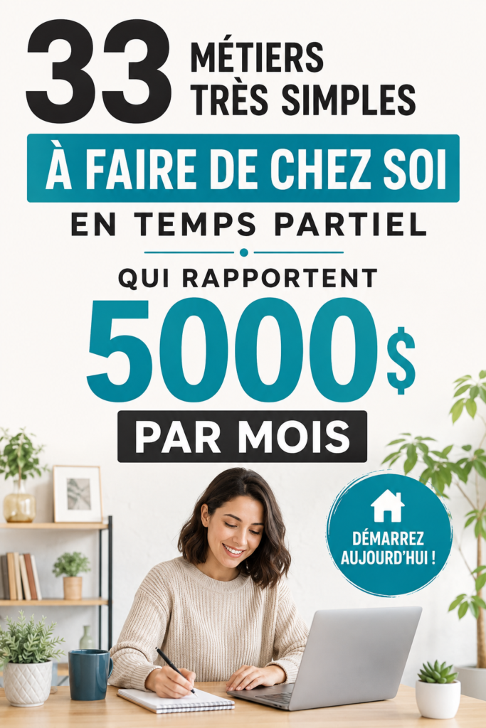 Femme travaillant sur son ordinateur à domicile, illustrant des emplois à distance