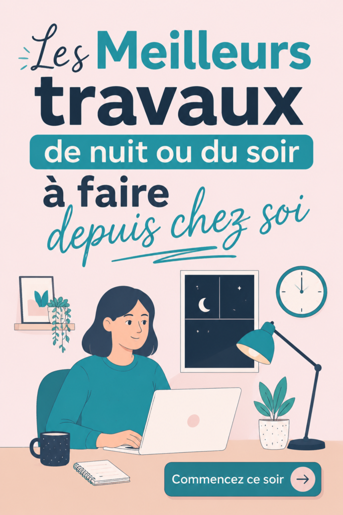 Une femme heureuse travaillant sur son ordinateur à domicile le soir