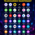 Une sélection d'outils d'IA sur un bureau, prêts à être téléchargés pour faciliter la gestion quotidienne.