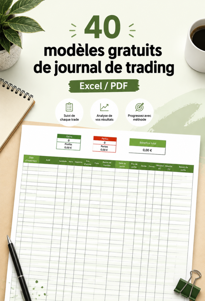 Image d'un modèle de journal de trading rempli avec des données financières