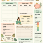 Un planner financier ouvert avec des notes et un stylo. Idéal pour organiser son budget.