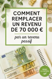 Une femme souriante examinant des graphiques représentant des revenus passifs, symbole de liberté financière.
