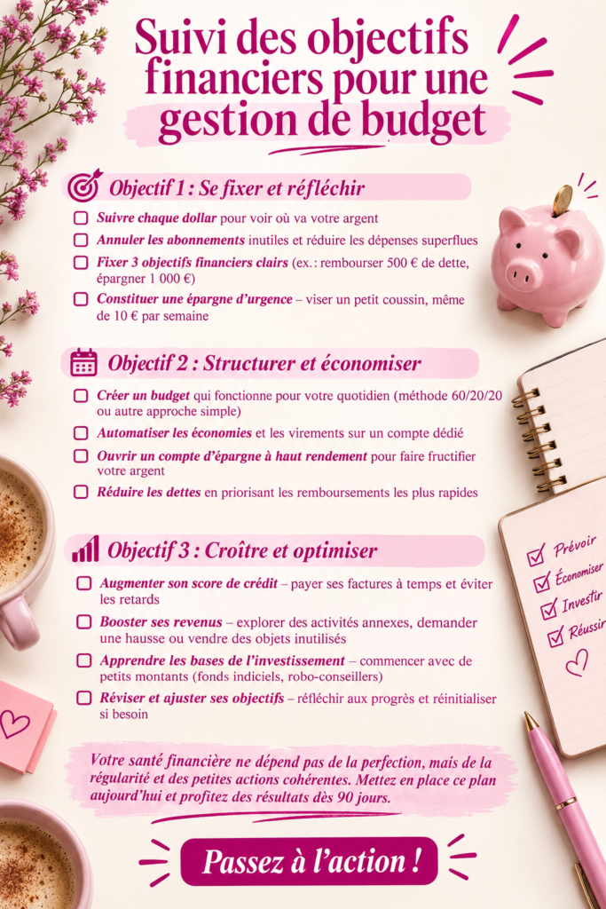 Femme utilisant un tracker d'objectifs financiers sur son ordinateur.