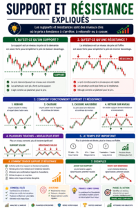 Graphique montrant les niveaux de support et résistance en trading
