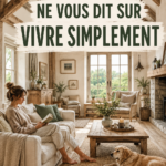 Une femme méditant dans un espace de vie épuré, symbolisant la simplicité et la sérénité.