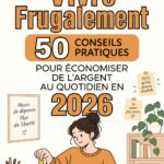 Femme souriante examinant ses finances avec un café.