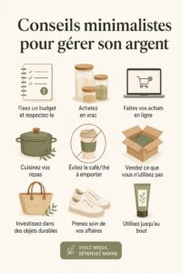 Femme souriante consultant un budget minimaliste pour planifier ses finances personnelles