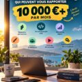 Femme envisageant des compétences à haut revenu avec des ressources à la main.