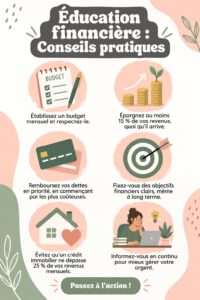 Femme réfléchissant à ses finances personnelles avec des notes et un ordinateur.