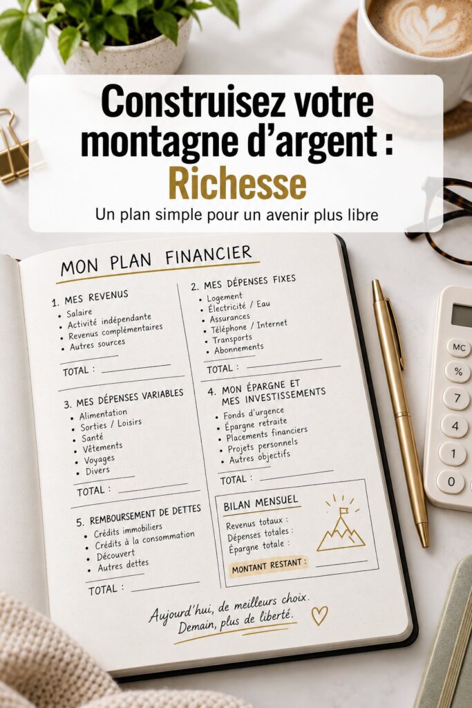 Femme souriante analysant ses finances avec un ordinateur et un carnet.