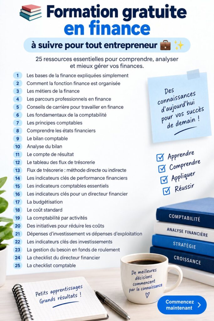 Une femme travaillant sur son ordinateur avec un sourire, entourée de documents financiers, symbole de l'apprentissage en finance.