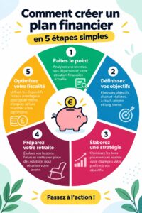 Femme souriante examinant son plan financier avec un ordinateur et des documents