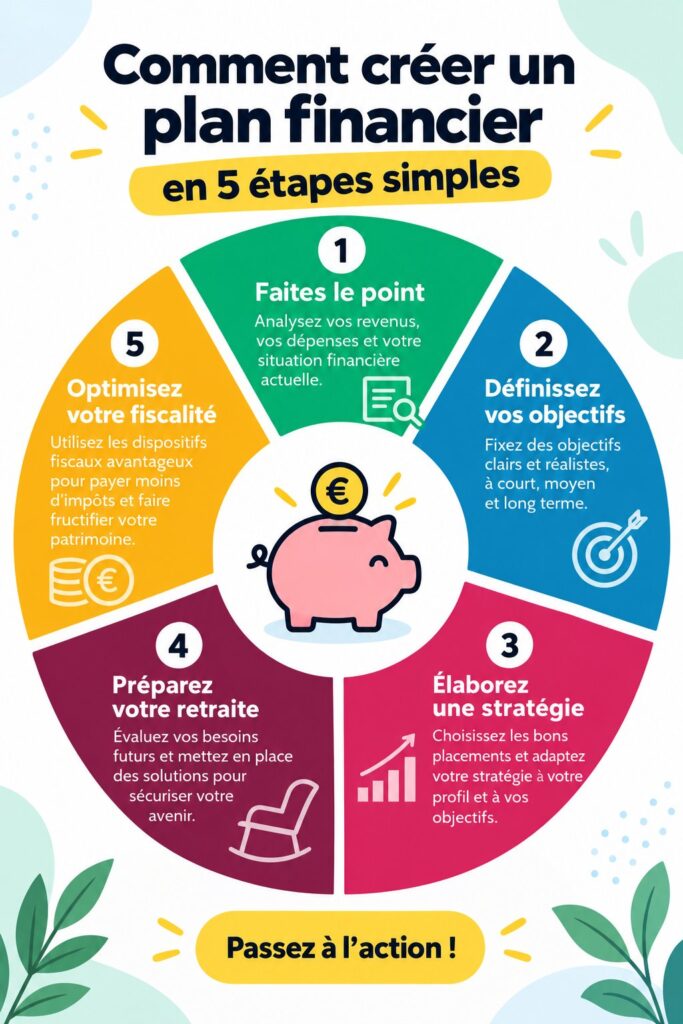 Femme souriante examinant son plan financier avec un ordinateur et des documents