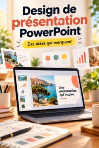 Un écran affichant une présentation PowerPoint avec un design moderne et coloré.