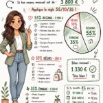 Femme souriante examinant ses finances avec un budget équilibré