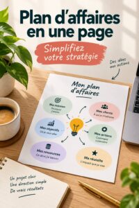Image d'un plan d'affaires simplifié sur une page, représentant une stratégie claire et concise