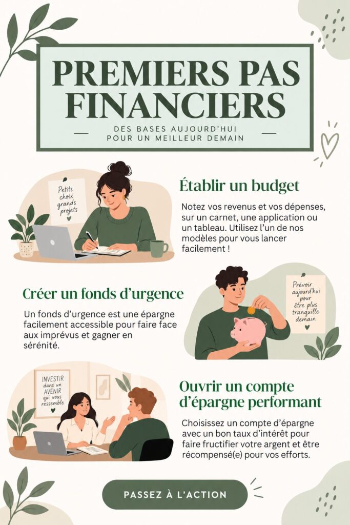 Femme souriante examinant ses finances personnelles avec un ordinateur et un carnet