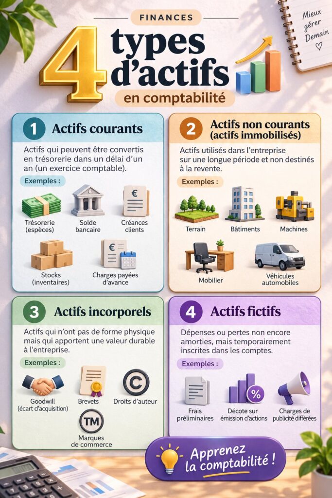 Illustration représentant les différents types d'actifs financiers à connaître pour une gestion efficace.