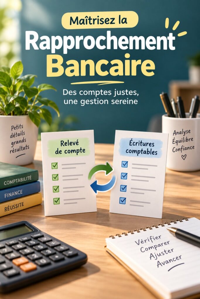 Femme analysant des relevés bancaires pour sa réconciliation financière