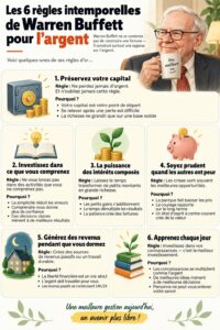 Illustration des conseils financiers de Warren Buffett avec une image inspirante sur la gestion de l'argent.