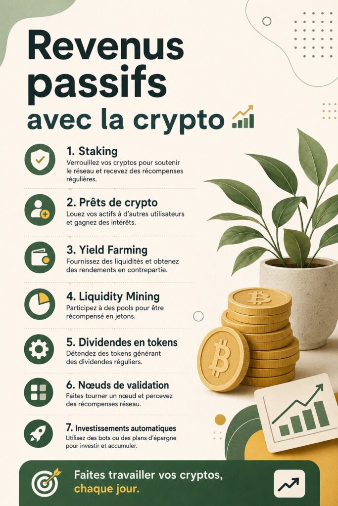 Graphique montrant la croissance d'investissements en crypto pour des revenus passifs
