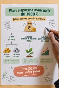 Femme souriante planifiant ses finances avec une calculatrice et un carnet