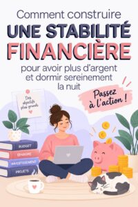 Femme regardant un ordinateur avec un sourire, représentant la sérénité financière.