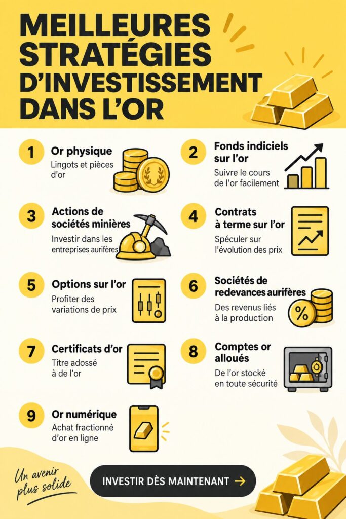 Femme souriante consultant des informations sur l'investissement en or