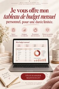 Tableau de budget mensuel sur un bureau avec des fournitures de bureau