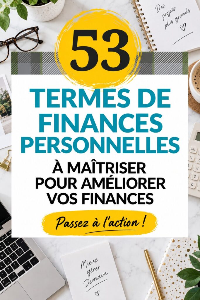 Une personne consultant des ressources financières avec des termes clés affichés à l'écran.