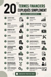 Un guide visuel sur 20 termes financiers essentiels expliqués de manière simple.