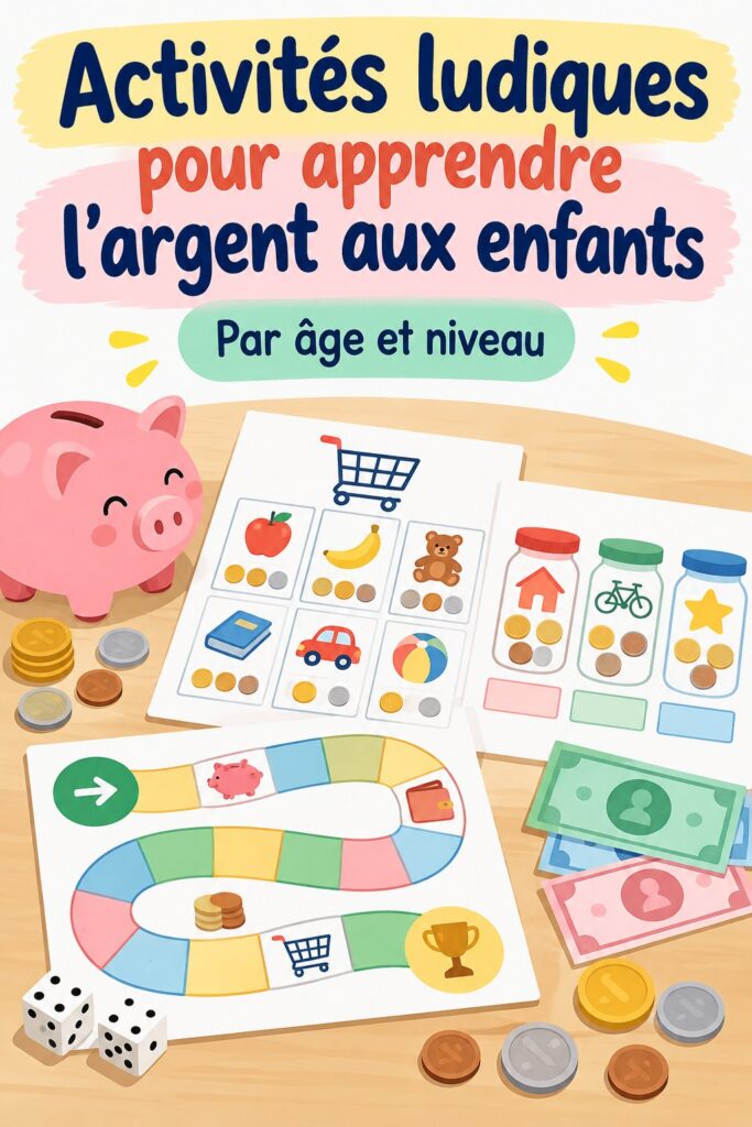 Enfants jouant à des jeux éducatifs sur la gestion de l'argent.