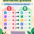 Femme utilisant un ordinateur pour explorer des alternatives gratuites aux outils professionnels.