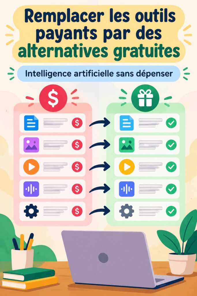 Femme utilisant un ordinateur pour explorer des alternatives gratuites aux outils professionnels.