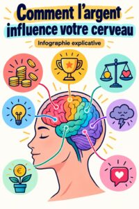 Une illustration représentant la relation entre l'argent et le cerveau, symbolisant l'impact des finances sur notre mental.