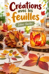Créations colorées en feuilles disposées artistiquement sur une table