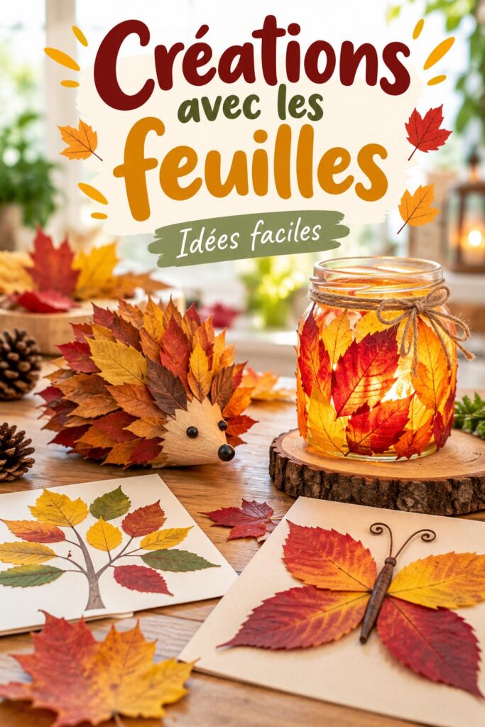 Créations colorées en feuilles disposées artistiquement sur une table