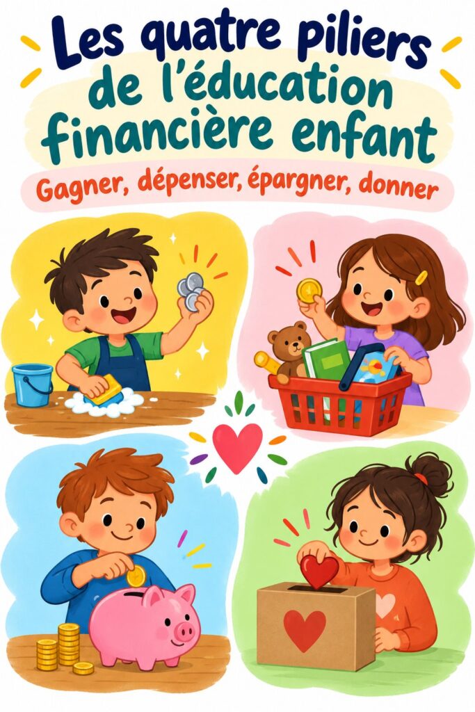 Une mère enseignant les bases de l'éducation financière à son enfant avec des jeux éducatifs.