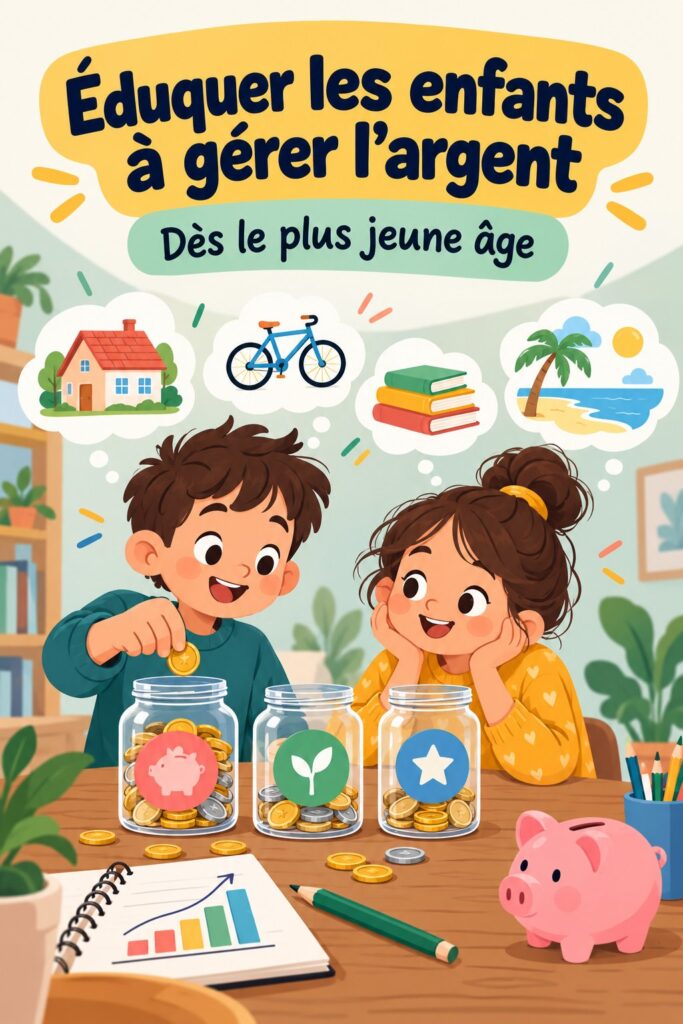 Une mère et son fils discutent des finances personnelles avec des jeux éducatifs devant eux.
