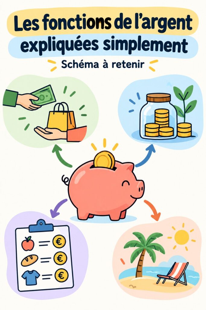 Un graphique illustrant les fonctions de l'argent et des outils financiers