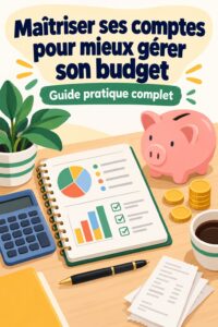 Femme souriante organisant ses finances avec un ordinateur et un carnet.