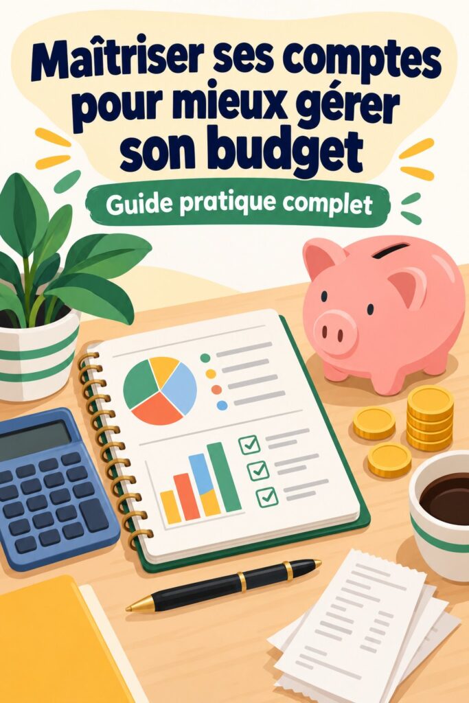 Femme souriante organisant ses finances avec un ordinateur et un carnet.