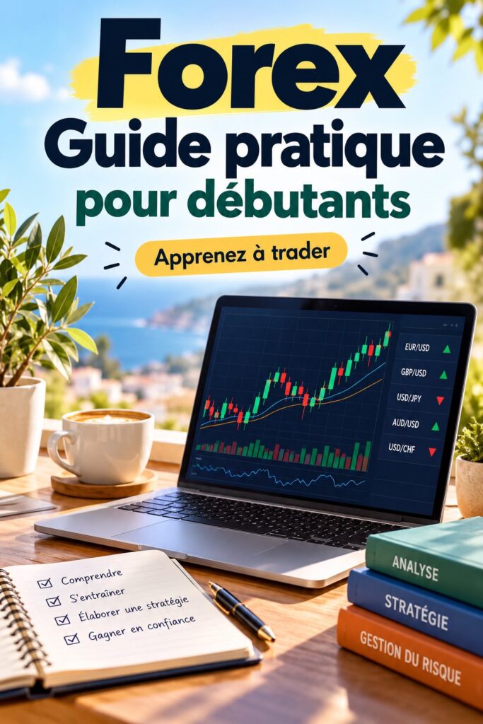 Une femme consultant des graphiques de trading sur son ordinateur, symbolisant le trading Forex pour débutantes.